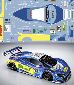 Decal 1:24  Mclaren 720s GT3 GT #69 Dörr Motorsports Bitburger 24h Nurburgring 2026 FFSFD1047v14